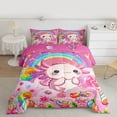 thumbnail image 2 of Manfei Cartoon Animal Axolotl Bedding Comforter Set,Kawaii Ocean Animal Twin Comforter Sets,Colorful Candy Pink Daisy Bedding Set For Teens,Ultra Soft Home Decor Reversible,2 Pieces, 2 of 8