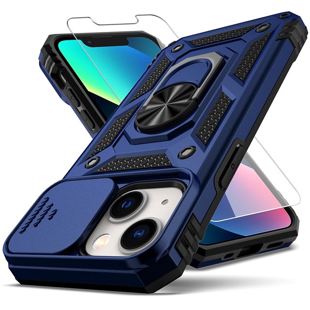 Funda YZOK para iPhone 13 Mini con Anillo Azul Antigolpes