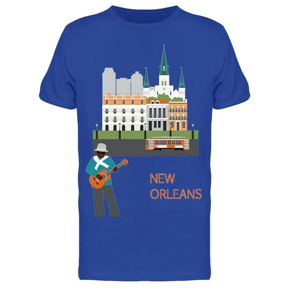 Guitar In New Orleans T-Shirt Men -Image by Shutterstock, Male 3X-Large