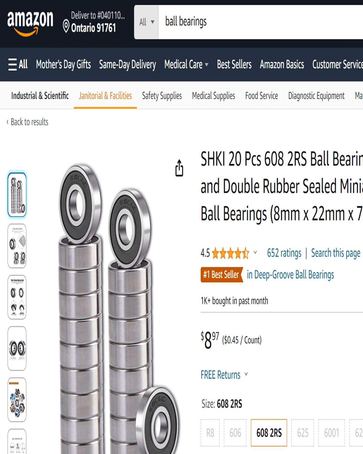 SHKI Double Rubber Sealed Miniature Deep Groove Ball Bearing, 20 Pack, 5.87 x 4.25 x 1.02 in