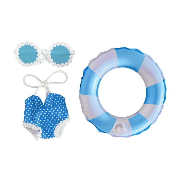 ZMKIAG 4 Piece Summer Swimwear Set for 17cm Dolls - Includes Swimsuit, and Sunglasses Accessories, Perfect for Doll Fashion Play and Display (Doll Not Included)