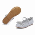 thumbnail image 2 of Kushyshoo Silver Glitter Girl's Bow Mary Jane Dress Shoes Ballet Princess Flats with Rhinestone Strap 10M, 2 of 5