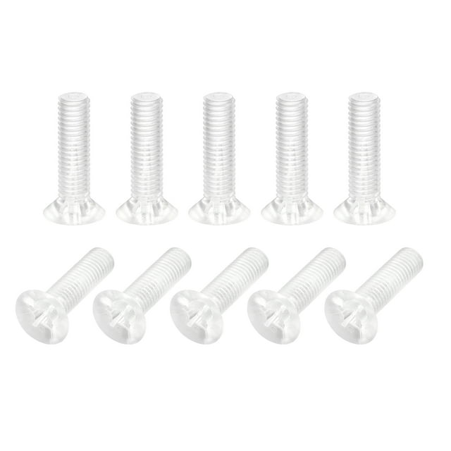 Unique Bargains M8x30mm Plastic Phillips Machine Screws, PC Flat Head Machine Bolts 10 Pack