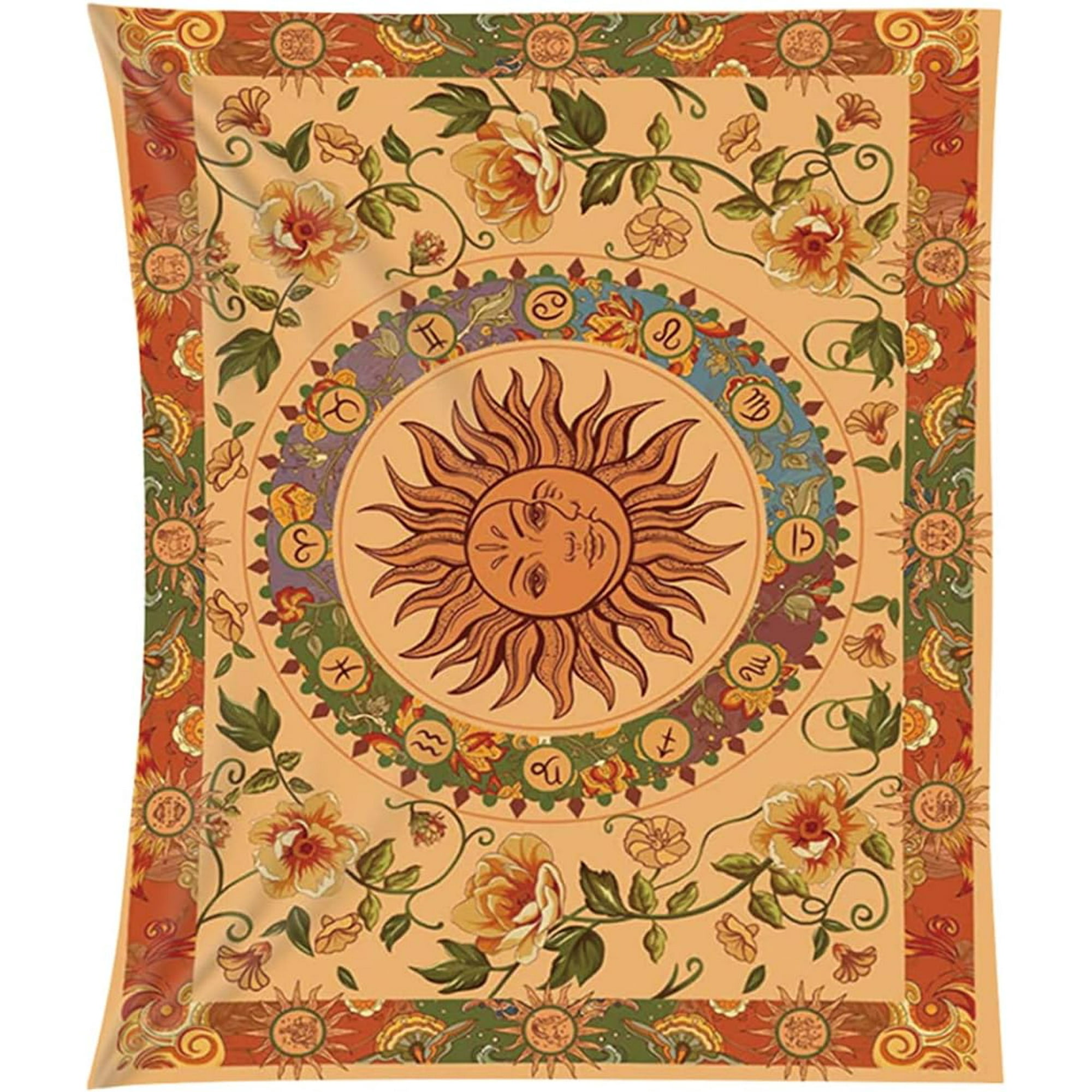VEEKI Yellow Sun And Moon Tapestry Boho Orange Wall Hanging Vintage Aesthetic Tapestry For Bedroom Home Decor051001 Walmart