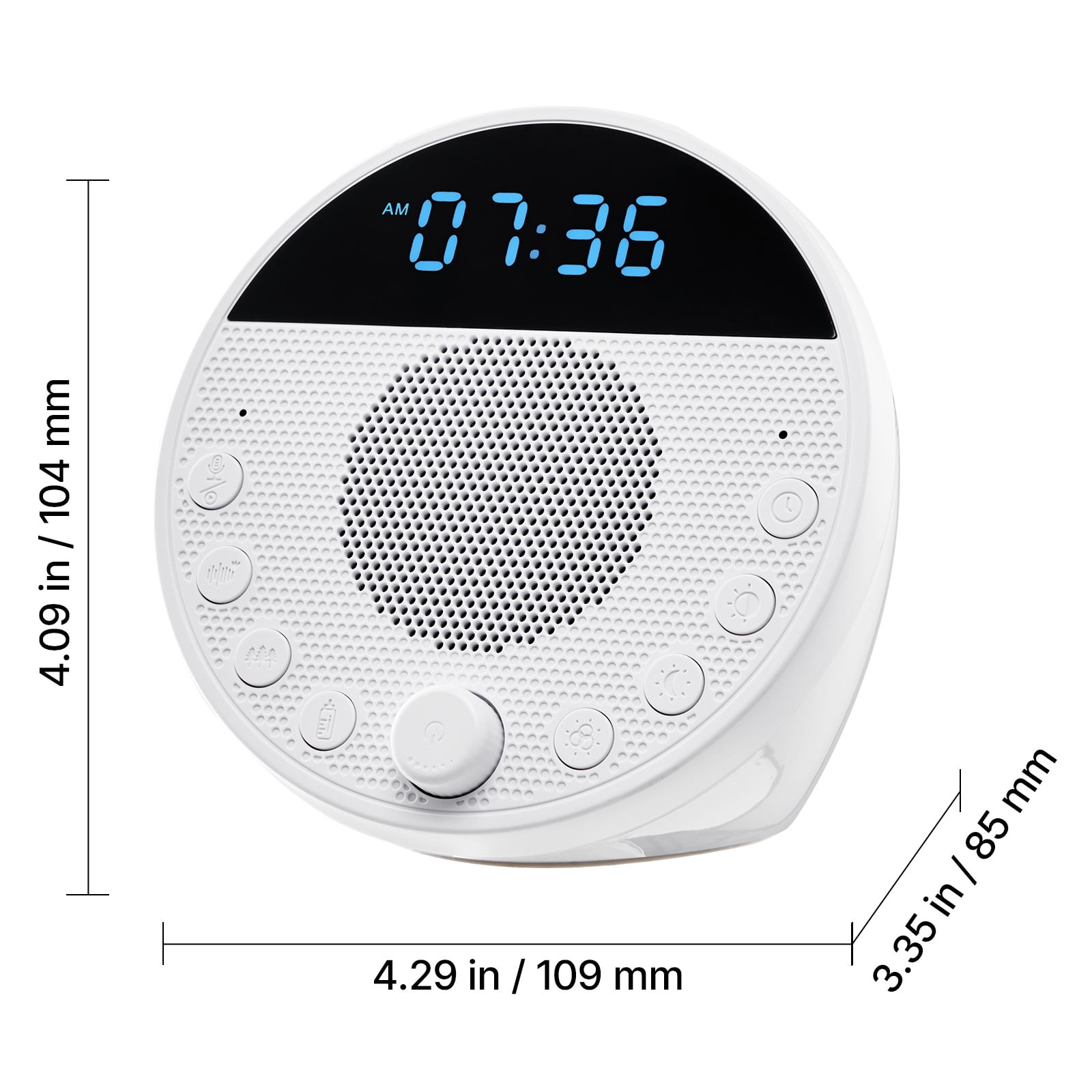 VEVOR Sound Machine, 18 Soothing Sleep Sounds and 7-Color Night Light, 5-in-1 White Noise Sound Machine with Dual Alarms, Auto-Off Timer and Memory Function, for Baby, Adults, Home, Office & Travel