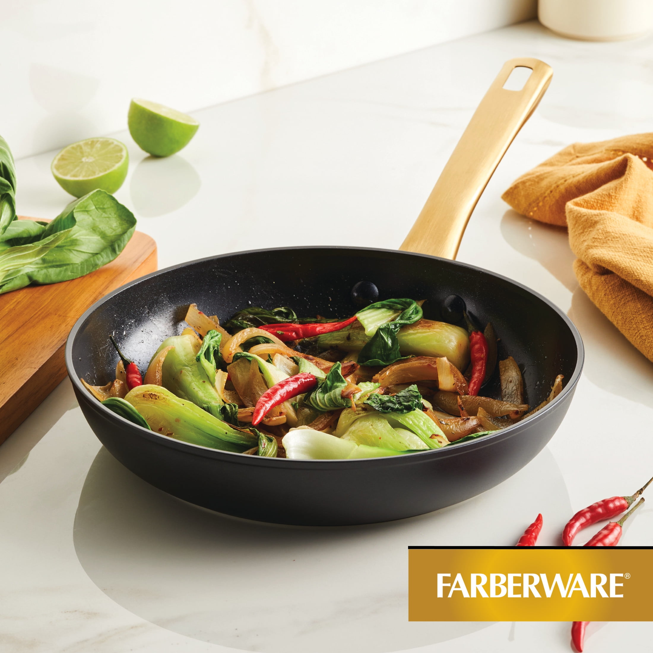 Farberware Forged Induction 10 Inch Ceramic Nonstick Frying Pan, Dishwasher Safe and Oven Safe to 500°F, Black