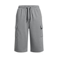 thumbnail image 6 of Men's 3/4 Athletic Pants Drawstring Quick Dry Pockets Solid Color Elastic Waist Drawstring Multi-Pocket Casual Sports Capris, 6 of 9