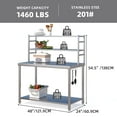 thumbnail image 4 of YODOLLA Stainless Steel Work Table with Overshelves and Hooks Commercial Kitchen Prep Table With Two Shelves Heavy Duty Work Table for Commercial Kitchen Restaurant, 4 of 7