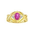 thumbnail image 1 of RYLOS Rings for Women 14K Yellow Gold Ring XOXO Hugs & Kisses 7X5MM Gemstone & Diamond Ring July Star Ruby Jewelry Size 5, 1 of 7