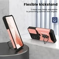 thumbnail image 4 of Kickstand Case for Samsung Galaxy S22, Dteck Slide Cover Heavy Duty Armor with Rotate Ring Stand Card Holder Slot, Support Car Magnetic Mount, Shockproof Wallet Cover,Gold, 4 of 6