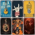 thumbnail image 5 of Carteles de hojalata con música rock vintage, carteles de metal con diseño de guitarra retro, placas de metal para fiestas de rock, bares, pubs, garajes, clubes, cuevas de hombres, decoración de pared, 5 of 5