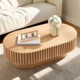 thumbnail image 3 of Tcbosik 43.7" Oval Coffee Table, Rustic Center Table with Pedestal for Living Room, Easy Assembly, Natural Ash, 3 of 9