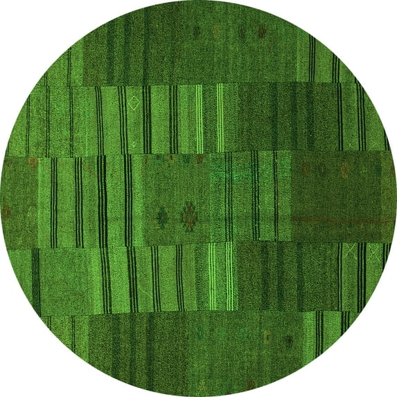 Ahgly Company Indoor Round Abstract Green Contemporary Area Rugs, 8' Round