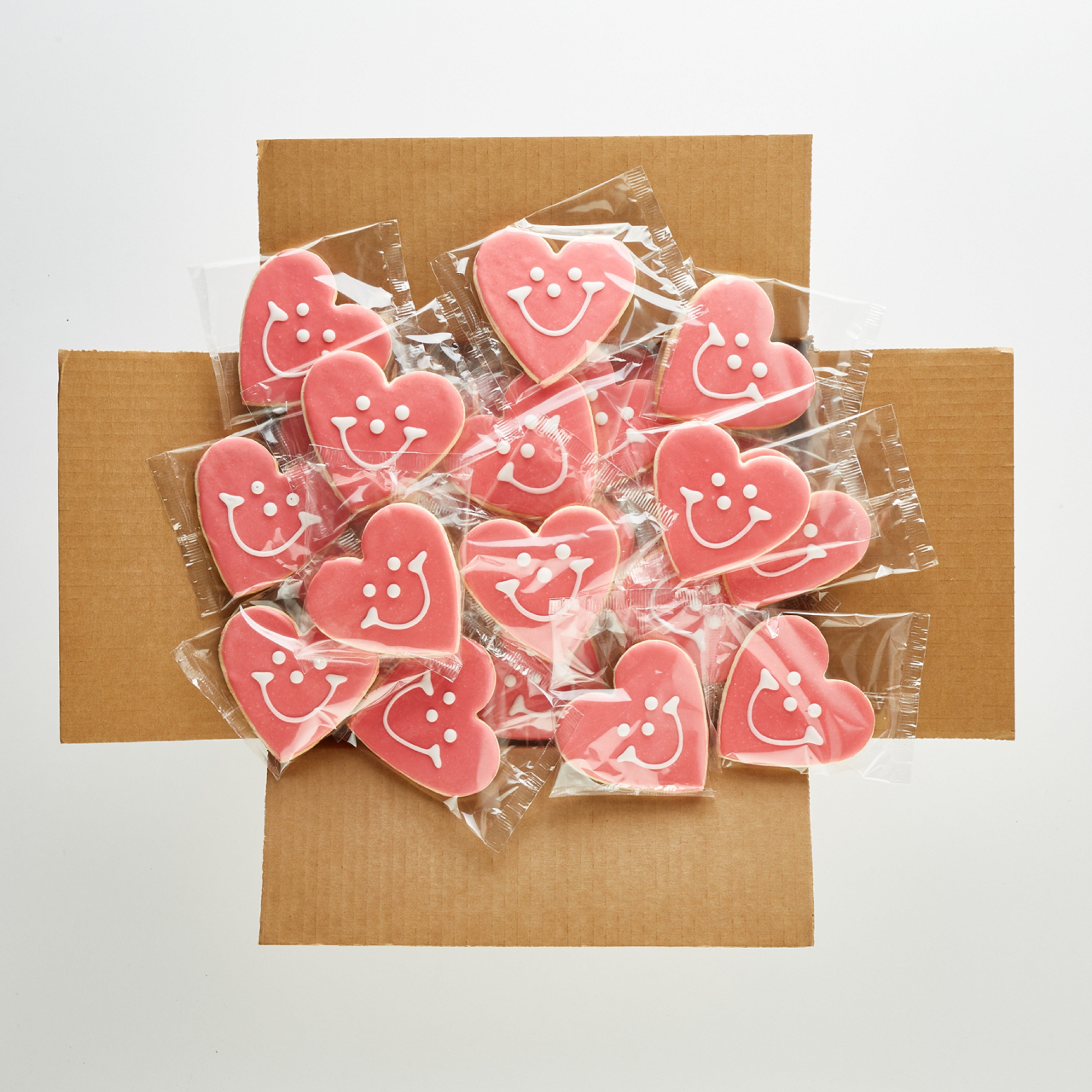 12-Pack Heart Shaped Smiley Cookies  - Nut Free, Kosher, Individually Wrapped Sugar Cookies