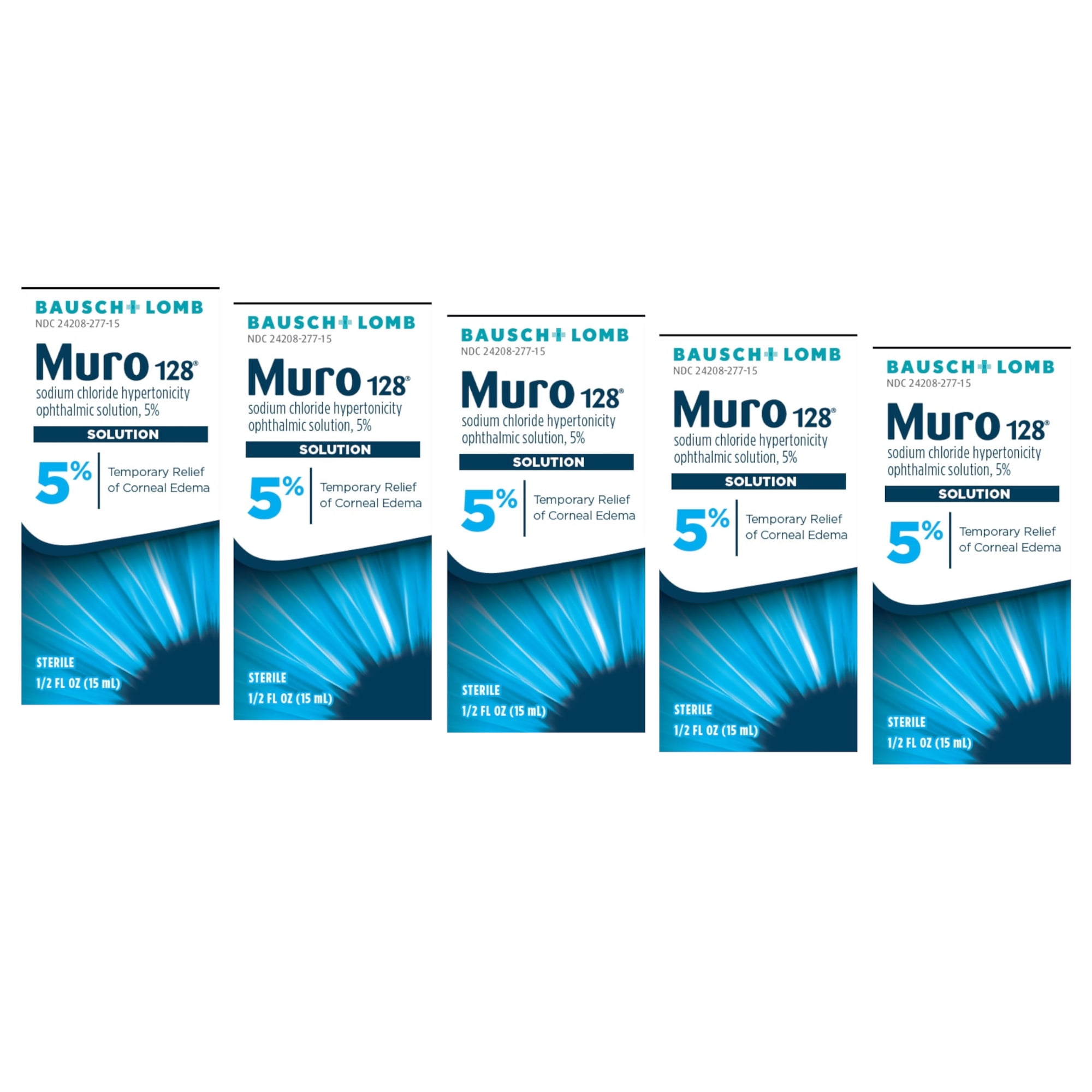 5 Pack - Bausch + Lomb Muro 128 Solution 5% 15 ML Each