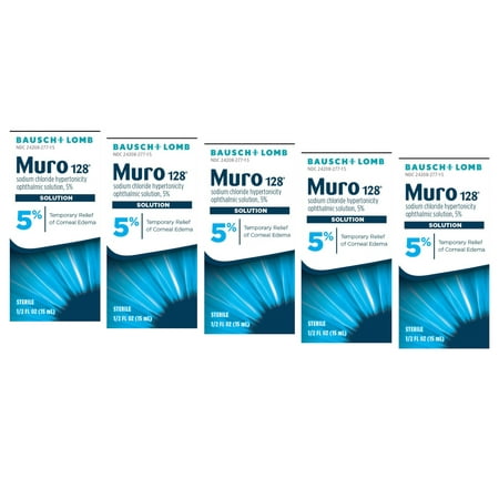 5 Pack - Bausch + Lomb Muro 128 Solution 5% 15 ML Each