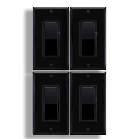 GreenCycle Black Dimmer Light Switch,4PK Single Pole/3 Way Dim Switch for Dimmable 150W LED CFL,600W Halogen and Incandescent,15A 120V,Neutral Wire Not Required,Residential/Commercial,ETL Listed
