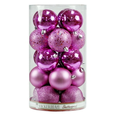 Vickerman 3" Orchid 4-Finish Ornament Assortment, Set of 16