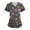 #001-Black, variant on Xyxonk Scrub Tops Women's Plus Size Funny Printed V Neck Shirts Loose Fit Short Sleeve Stretch Care Uniforms with Pockets Gray L