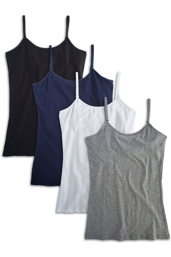 Women's 4-Pack Shelf Bra Camisole Cotton Spandex