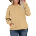 thumbnail image 4 of Plus Size Sweatshirt for Women Oversized Crewneck Long Sleeve Pullover Tops Solid Color for Casual Loungewear,Yellow,4XL, 4 of 4