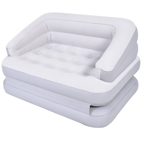 Honeydrill 78" x 54" x 24" Inflatable Sofa, 5-in-1 Air Couch, White/Flocked Surface