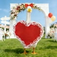 thumbnail image 3 of Valentine's Day Porch Goose Outfits Heart Lace Trim Porch Goose Clothes Costume for 23" Large Plastic Statue, Perfect Valentine's Day Decor for Outdoor Lawn, Yard, Garden, Patio and Pathway Decor, 3 of 7