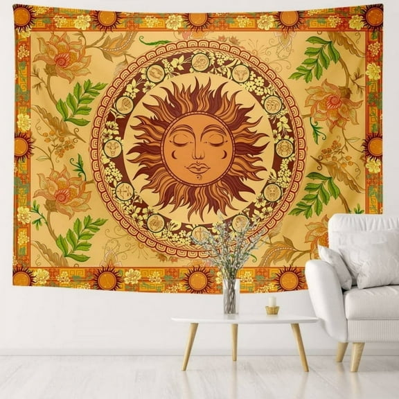 MAOYONG Hippie Sun Orange Tapestry Wall Hanging,Vintage Tapestry for Bedroom Aesthetic