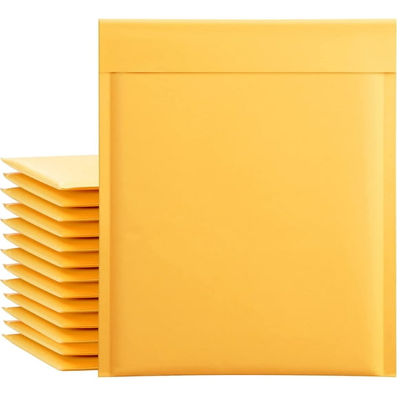 Kraft Bubble Mailers 8.5x12 Inch 25 Pack Yellow Padded Envelopes #2 Medium Mailing Packages Self Sealing Tear Resistant Boutique Bulk Mail Shipping Bags for Jewelry Makeup Supplies