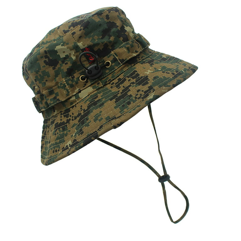 Camouflage Boonie Hat Bucket Fishing Sports with Camouflage (Coffee Sun Ripstop Hat Hunting Protection Chin Strap for No.2）