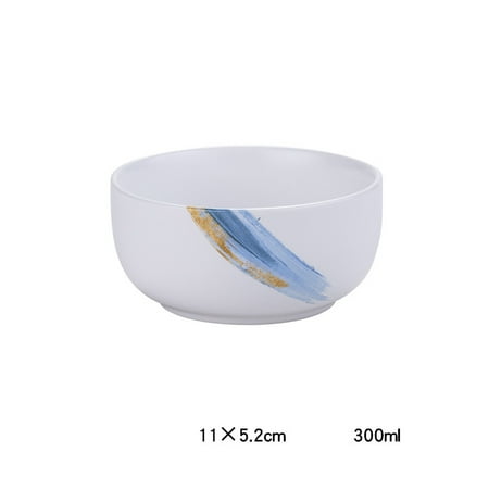 

Livesture Creative Nordic Personality Simple Ceramic Western Food Bowl Small 4.5inch White blue color