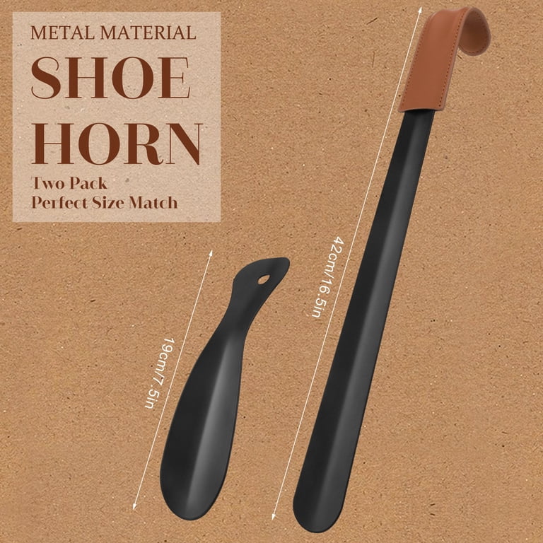 Sixwipe 2-Pack Metal Shoe Horns, Long 16.5 inch for Seniors, Men
