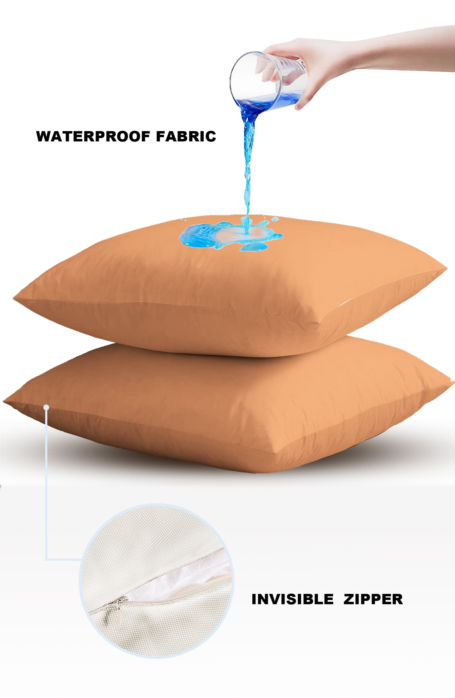 Outdoor Waterproof Throw Pillow Covers Set of 2 Solid Color Decorative Pillowcases Square Outdoor Pillows Cushion Case 18x18 Inch Orange Patio Pillows for Couch Sofa Bed Garden
