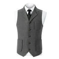 thumbnail image 2 of purcolt Mens Suit Vests Business Formal Herringbone Tweed Vest Slim Fit Casual Waistcoat for Wedding Groomsmen, 2 of 6