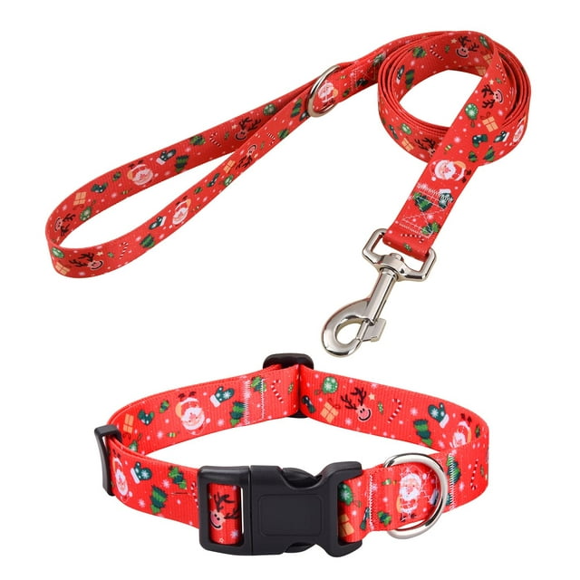 Juego de collar y correa para perro Mihqy ajustable Christmas M 33-55 cm