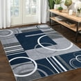 thumbnail image 4 of Modern Washable Area Rug 8x10 Contemporary Geometric Circles Carpet with Non-Slip Backing for Living Room, Low Pile Indoor Floor Mat for Home Office, Navy, 4 of 7