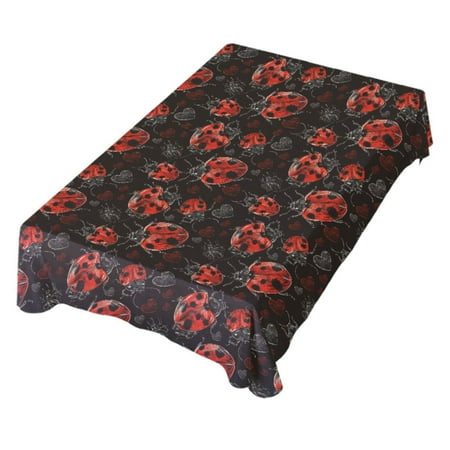 

JSTEL Lady Bug Hearts Table Cloth Rectangle 54 x 72 Inch Tablecloth Anti Wrinkle Table Cover for Dining Kitchen Parties