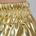 thumbnail image 7 of UJNDER Women's Metallic Shiny Shorts Yoga Pants Sparkly Hot Drawstring Elastic Waist Rave Dance Gold S, 7 of 7