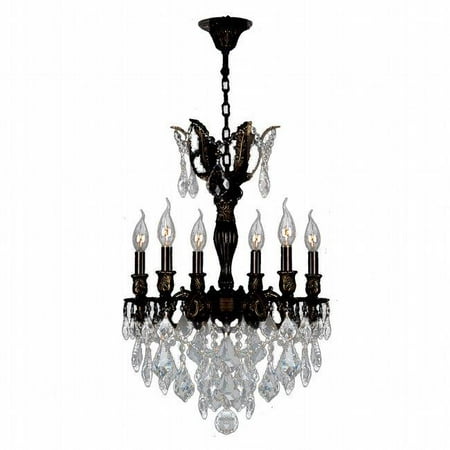 06 Flemish Finish - Versailles Collection 6 Light Flemish Brass Finish with Clear Crystal Chandelier