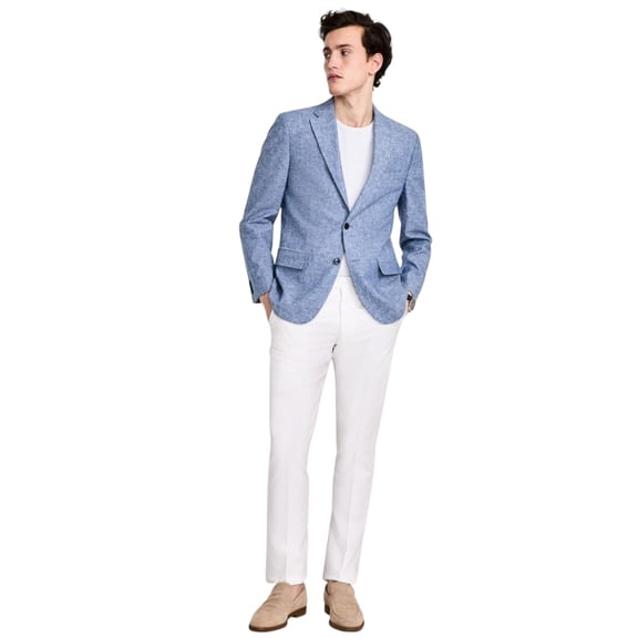 Tommy Hilfiger Mens Modern fit Sport Coat Blazer 40 S Blue Solid Stretch Linen