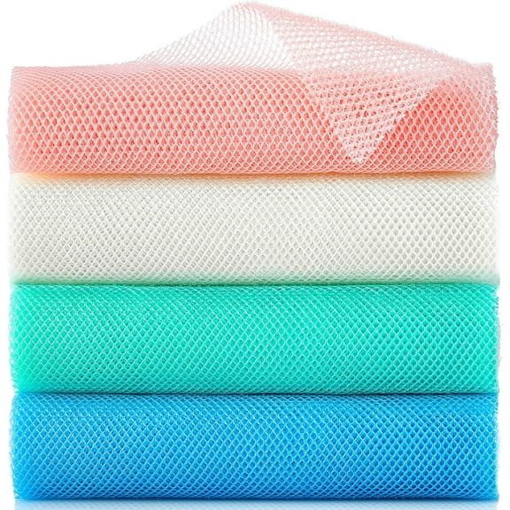 4 Pieces African Exfoliating Net, Long African Net Sponge, Nylon African Net Cloth, Exfoliating Washcloth, Body Scrubbers for Use in Shower, Back Scrubber Skin Smoothers for Bath, 31.5x11.81 inches