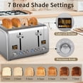 thumbnail image 3 of SEEDEEM 4 Slice Toaster, Stainless Toaster with Colorful LCD Display, 7 Bread Shade Setting, 1.5'' Wide Slots Toaster with Bagel/Defrost/Reheat Functions, Removable Crumb Tray, Silver Metallic, 1800W, 3 of 7