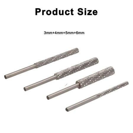 

4pcs Set 3mm Shank HSS Rotary Burr Tool Plastic Wood Carving Rotary File 3-6mm