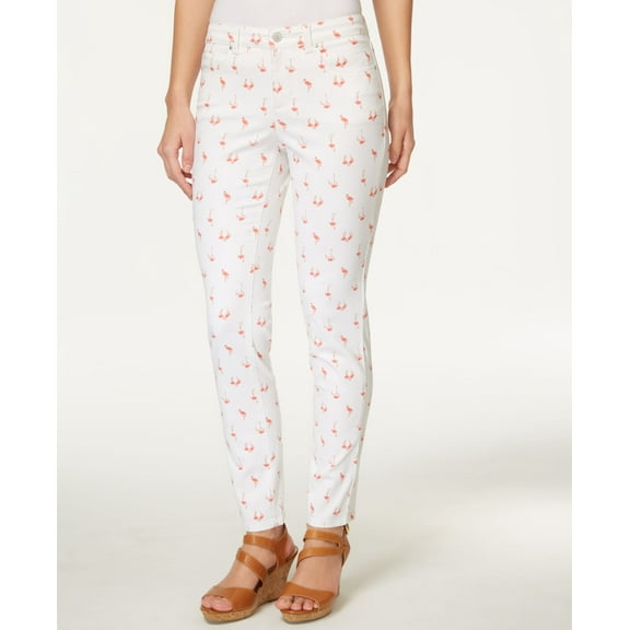 Charter Club Bristol Printed Skinny Ankle Jeans (Dark Sorbet Flamingos, 18)