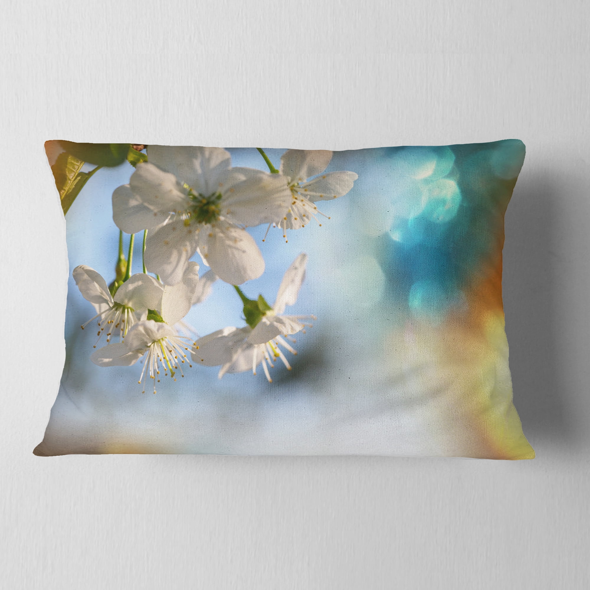 Designart 12" x 20" White Polyester Throw Pillow