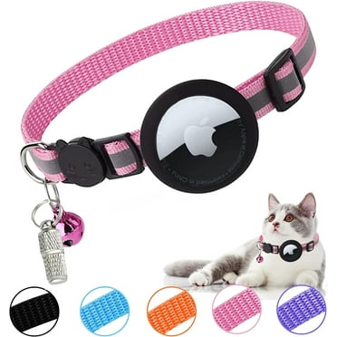 Airtag Cat Collar, Waterproof Cat Collar with Bell Reflective Strip for Apple Air Tag GPS Tracker, Detachable Airtag Cat Collar with Breakaway Bracket Cat Collar for Cat Dog Kitten Puppy