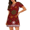thumbnail image 4 of Salouo Merry Christmas Print Short Sleeve Sleepshirt for Womens Comfy Nightgown Scoopneck Cute Nightdress Ruffle -Medium, 4 of 7