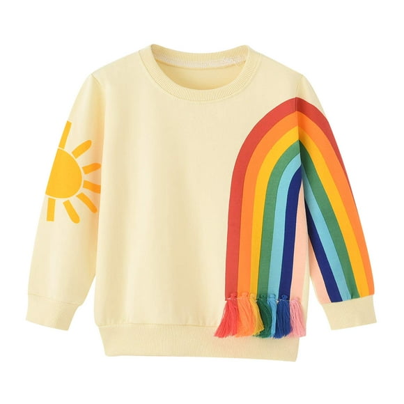 BINIDUCKLING Sweatshirts Girls Kids Rainbow Graphic Long Sleeve Shirt 5T