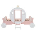 thumbnail image 5 of Miekor Furniture Twin size Princess Carriage Bed with Crown ,Wood Platform Car Bed with Stair,White & Pink MK2638, 5 of 12