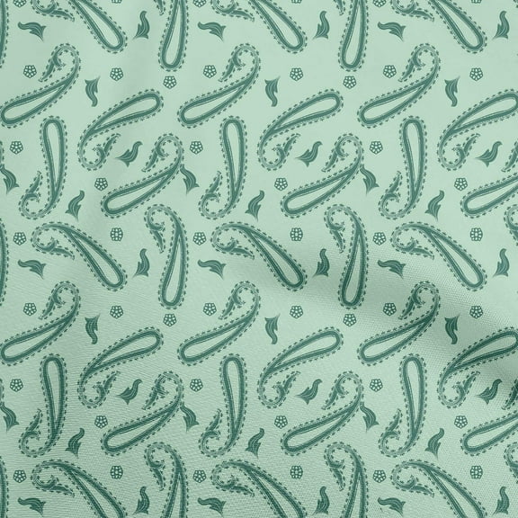 oneOone Polyester Spandex Light Mint Green Fabric Asian Contemporary Paisley Sewing Material Print Fabric By The Yard 56 Inch Wide